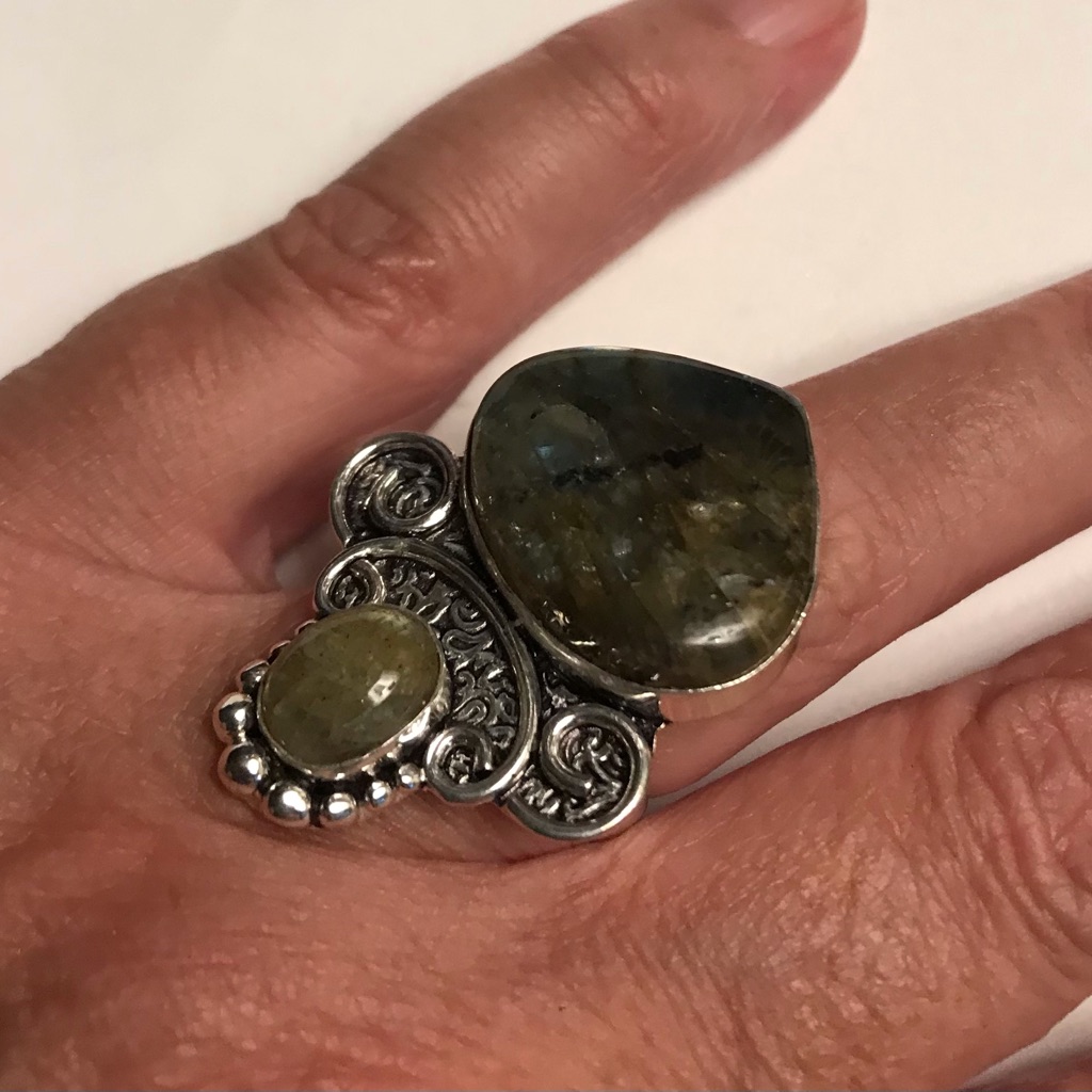 Labradorite Stamped 925 Sterling Silver Ring